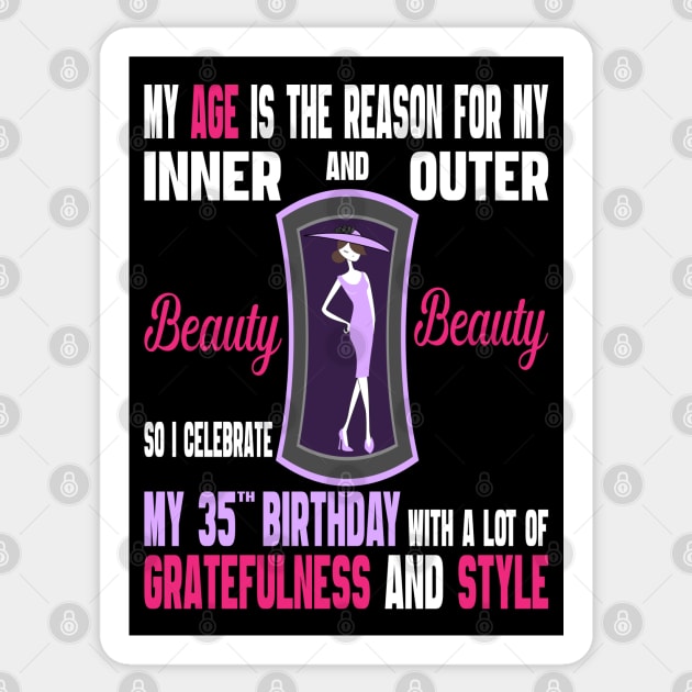 35 Year Old Women Fabulous Bday Gift 1986 - Girls 35th Birthday Sticker by JMXtraStyle